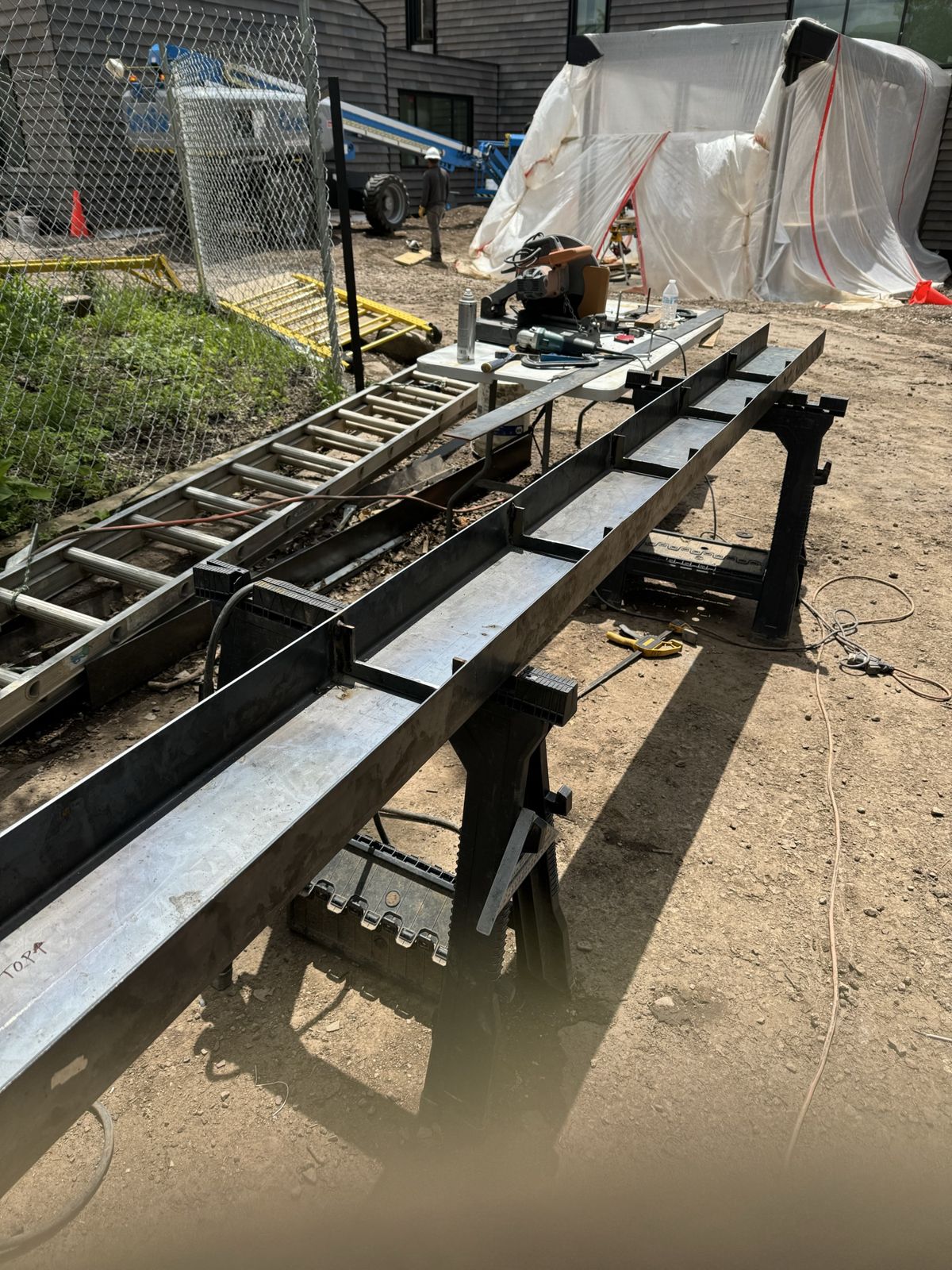 Tile and stone materials staged on the slab